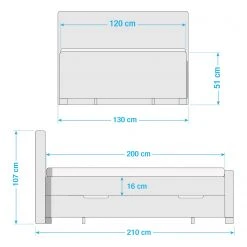 Loftscape Boxspringbett Susville - Hellgrau - 120 x 200cm -Schlafzimmer Verkaufe DE 1000234037 201214 17034500186 SKETCH DETAILS P000000001000234037 sketch