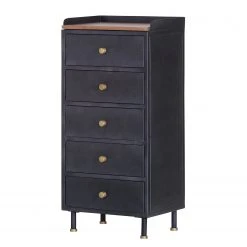 Red Living Kommode Ornex II - Metall / Mango massiv - Anthrazit / Mango