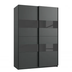 Wimex Schwebetürenschrank Altona I - Graphit / Glas Schwarz - Breite: 135 cm