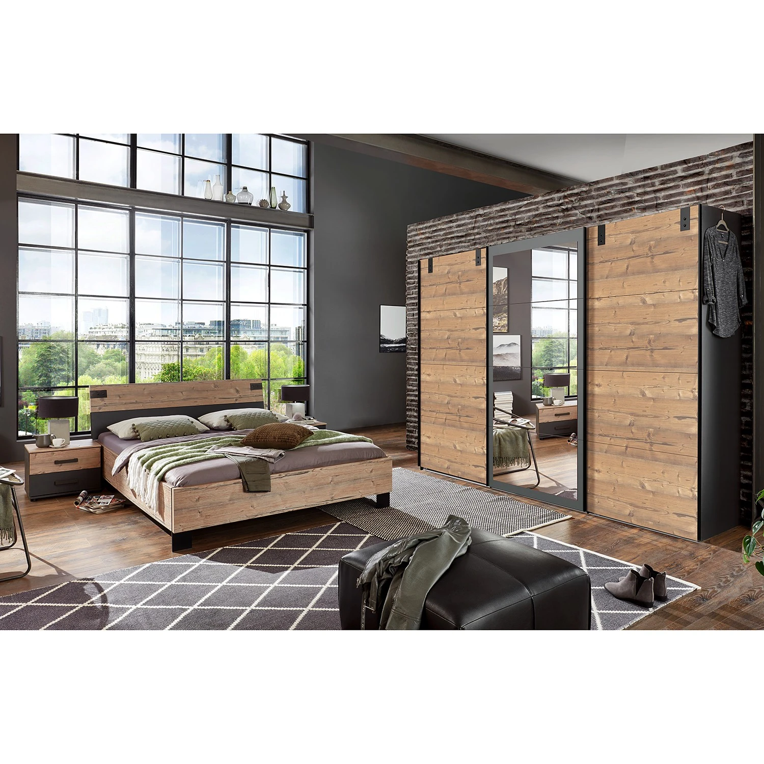 Wimex Schlafzimmer-Set Malmoe III (4-teilig) - Edeltanne Dekor / Graphit - Breite: 225 cm 1 Wimex Schlafzimmer-Set Malmoe III (4-teilig) - Edeltanne Dekor / Graphit - Breite: 225 cm