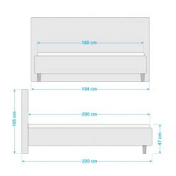 Loftscape Polsterbett Ava - Anthrazit - 180 x 200cm -Schlafzimmer Verkaufe DE 1000272390 210614 14422400040 SKETCH DETAILS P000000001000272390 sketch