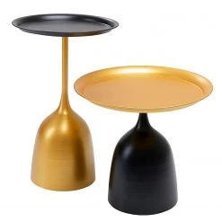 Kare Design Beistelltisch Tribeca (2er-Set) - Metall - Gold / Schwarz