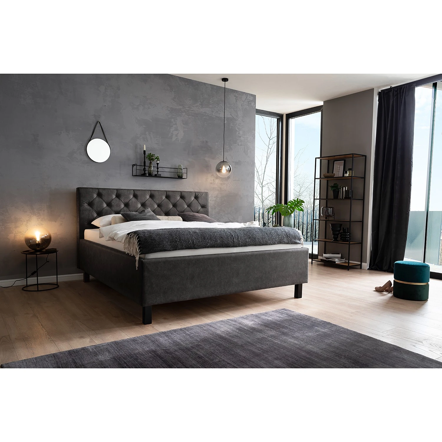 Meise.möbel Polsterbett San Remo - Anthrazit - 180 x 200cm - Schwarz 2 Meise.möbel Polsterbett San Remo - Anthrazit - 180 x 200cm - Schwarz – Bild 2