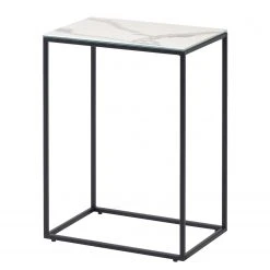Loftscape Beistelltisch Rachel - Glas / Metall - Marmor Weiß Dekor / Schwarz