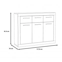 Loftscape Kommode Ballito - Weiß / Sandeiche Dekor - Breite: 118 cm -Schlafzimmer Verkaufe DE 1000285708 210813 14515600054 SKETCH DETAILS P000000001000285708 sketch