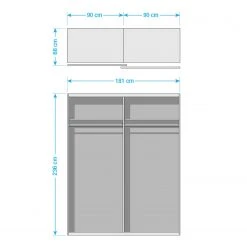 Schwebetürenschrank SKØP pure artisan - Graphit / Eiche Artisan Dekor - Höhe: 236 cm - Breite: 181 cm - 2 -Schlafzimmer Verkaufe DE 1000303538 211201 112539001349 SKETCH DETAILS P000000001000303538 sketch
