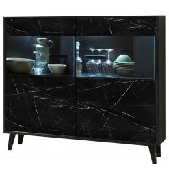 Jack & Alice Kommode Fintel II - Marmor Schwarz Dekor / Schwarz