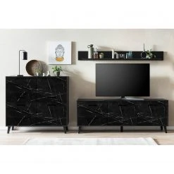 Jack & Alice Kommode Fintel I - Marmor Schwarz Dekor / Schwarz -Schlafzimmer Verkaufe DE 1000307056 211110 082346000105 MOOD DETAILS P000000001000307056 mood