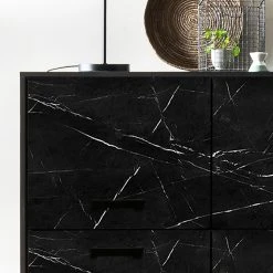 Jack & Alice Kommode Fintel I - Marmor Schwarz Dekor / Schwarz -Schlafzimmer Verkaufe DE 1000307056 211110 082346000118 DETAILS P000000001000307056