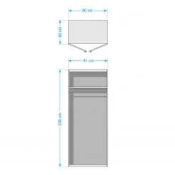 Drehtürenschrank SKØP XVI - Alpinweiß - Höhe: 235 cm - Breite: 91 cm -Schlafzimmer Verkaufe DE 1000309530 211201 15090300604 SKETCH DETAILS P000000001000309530 sketch
