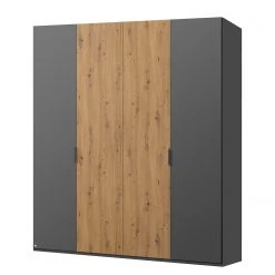 Drehtürenschrank SKØP pure artisan - Graphit / Eiche Artisan Dekor - Höhe: 222 cm - Breite: 181 cm