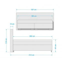 Loftscape Boxspringbett Karlsborg - Hellgrau - 180 x 200cm -Schlafzimmer Verkaufe DE 1000314780 211216 153224000524 SKETCH DETAILS P000000001000314780 sketch