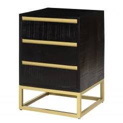 Jack & Alice Nachtkommode Nooble - Mango massiv / Metall - Mango Schwarz / Gold
