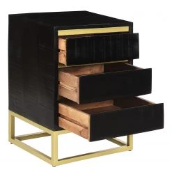 Jack & Alice Nachtkommode Nooble - Mango massiv / Metall - Mango Schwarz / Gold -Schlafzimmer Verkaufe DE 1000315446 220427 045 DETAILS P000000001000315446