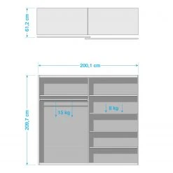 Loftscape Schwebetürenschrank Oliver II - Weiß / Eiche Bianco -Schlafzimmer Verkaufe DE 1000324999 220203 150617000500 SKETCH DETAILS P000000001000324999 sketch