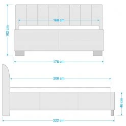 Mørteens Polsterbett Larisa - Strukturstoff Mali: Grau - 160 x 200cm - Mit Stauraum -Schlafzimmer Verkaufe DE 1000325167 220301 500 SKETCH DETAILS P000000001000325167 sketch
