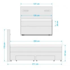 Loftscape Boxspringbett Speedy I - mit Beleuchtung - Microfaser Senga: Silber - H4 -Schlafzimmer Verkaufe DE 1000329038 220203 16400600500 SKETCH DETAILS P000000001000329038 sketch