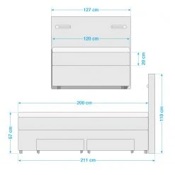 Loftscape Boxspringbett Speedy II - mit Beleuchtung - Microfaser Senga: Silber - H4 -Schlafzimmer Verkaufe DE 1000329055 220203 16411800500 SKETCH DETAILS P000000001000329055 sketch