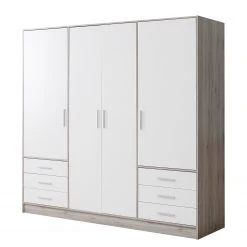 Loftscape Drehtürenschrank Mindelberg - Weiß / Eiche Sonoma Dekor - Breite: 207 cm
