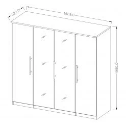 Loftscape Drehtürenschrank Manhatten - Pinie Weiß Dekor - Breite: 161 cm -Schlafzimmer Verkaufe DE 1000339337 220309 500 SKETCH DETAILS P000000001000339337 sketch
