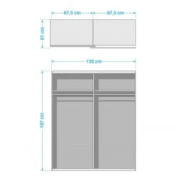 Rauch Orange Schwebetürenschrank Subito pure - Eiche Artisan Dekor - Breite: 135 cm -Schlafzimmer Verkaufe DE 1000339440 220310 500 SKETCH DETAILS P000000001000339440 sketch