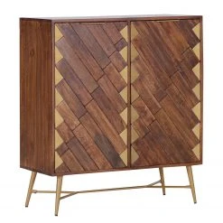 Red Living Kommode Nook - Mango massiv / Metall - Mango / Gold