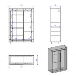 Loftscape Highboard Accra - Weiß / Anthrazit -Schlafzimmer Verkaufe DE 1000348822 220506 500 SKETCH DETAILS P000000001000348822 sketch