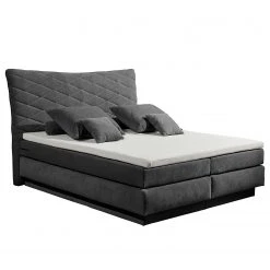 Loftscape Boxspringbett Viktor - Microvelours Thala: Anthrazit