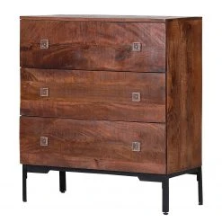 Red Living Kommode Telados - Mango massiv / Metall - Mango Dunkel / Schwarz