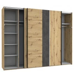 Loftscape Schwebetürenschrank Lucy - Inkl. Beleuchtung - Eiche Artisan Dekor / Dunkelgrau Betonoptik -Schlafzimmer Verkaufe DE 1000361667 220826 032 DETAILS P000000001000361667