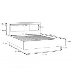 Loftscape Bettgestell Franken II - Catania Eiche Dekor / Schwarz Matt -Schlafzimmer Verkaufe DE 1000361672 220826 501 SKETCH DETAILS P000000001000361672 sketch