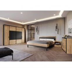 Loftscape Bettgestell Franken I - Catania Eicke Dekor / Schwarz Matt - 180 x 200cm -Schlafzimmer Verkaufe DE 1000361675 220826 022 MOOD DETAILS P000000001000361675 mood