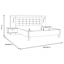 Loftscape Bettanlage Rye - Stabeiche Dekor/Weiß matt - 180 x 200cm -Schlafzimmer Verkaufe DE 1000361847 220824 500 SKETCH DETAILS P000000001000361847 sketch
