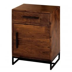 Ars manufacti Nachtkommode Woodson I - Akazie massiv / Metall - Akazie Braun