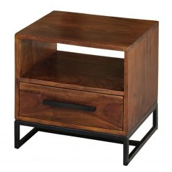 Ars manufacti Nachtkommode Woodson II - Akazie massiv / Metall - Akazie Braun
