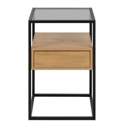 Red Living Nachtkommode Ricco - Rauchglas / Wildeiche Dekor & Schwarz -Schlafzimmer Verkaufe DE 1000362973 220819 030 DETAILS P000000001000362973