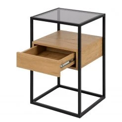 Red Living Nachtkommode Ricco - Rauchglas / Wildeiche Dekor & Schwarz -Schlafzimmer Verkaufe DE 1000362973 220819 031 DETAILS P000000001000362973