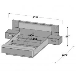 Loftscape Bettanlage Asperen - Sandeiche Dekor / Hochglanz Weiß - 140 x 200cm -Schlafzimmer Verkaufe DE 1000363064 220825 500 SKETCH DETAILS P000000001000363064 sketch