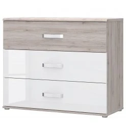 Loftscape Sideboard Asperen - Sandeiche Dekor / Hochglanz Weiß - Breite: 100 cm