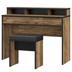 Loftscape Schminktisch-Set Huy (3-teilig) - Alpenkiefer Dekor / Schwarz -Schlafzimmer Verkaufe DE 1000363077 220819 052 DETAILS P000000001000363077