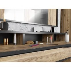 Loftscape Schminktisch-Set Huy (3-teilig) - Alpenkiefer Dekor / Schwarz -Schlafzimmer Verkaufe DE 1000363077 220819 060 DETAILS P000000001000363077