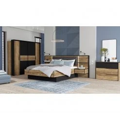 Loftscape Bettanlage Huy - Inkl. Beleuchtung - Alpenkiefer Dekor / Schwarz - 180 x 200cm -Schlafzimmer Verkaufe DE 1000363078 220819 022 MOOD DETAILS P000000001000363078 mood 1