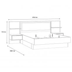 Loftscape Bettanlage Huy - Inkl. Beleuchtung - Alpenkiefer Dekor / Schwarz - 180 x 200cm -Schlafzimmer Verkaufe DE 1000363078 220819 500 SKETCH DETAILS P000000001000363078 sketch 1