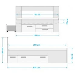 Loftscape Bettgestell Mons - Sandeiche Dekor / Weiß -Schlafzimmer Verkaufe DE 1000363102 220819 500 SKETCH DETAILS P000000001000363102 sketch