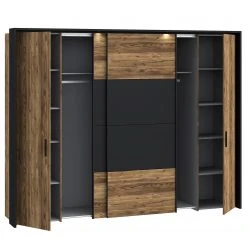 Loftscape Schwebetürenschrank Huy - Inkl. Beleuchtung - Alpenkiefer Dekor / Schwarz -Schlafzimmer Verkaufe DE 1000363103 220819 030 DETAILS P000000001000363103