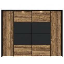 Loftscape Schwebetürenschrank Huy - Inkl. Beleuchtung - Alpenkiefer Dekor / Schwarz -Schlafzimmer Verkaufe DE 1000363103 220819 040 DETAILS P000000001000363103