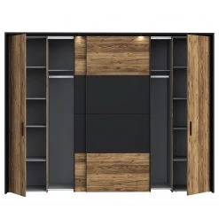 Loftscape Schwebetürenschrank Huy - Inkl. Beleuchtung - Alpenkiefer Dekor / Schwarz -Schlafzimmer Verkaufe DE 1000363103 220819 050 DETAILS P000000001000363103