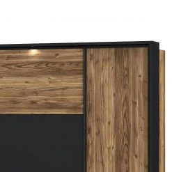 Loftscape Schwebetürenschrank Huy - Inkl. Beleuchtung - Alpenkiefer Dekor / Schwarz -Schlafzimmer Verkaufe DE 1000363103 220819 070 DETAILS P000000001000363103