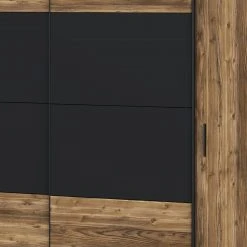 Loftscape Schwebetürenschrank Huy - Inkl. Beleuchtung - Alpenkiefer Dekor / Schwarz -Schlafzimmer Verkaufe DE 1000363103 220819 071 DETAILS P000000001000363103