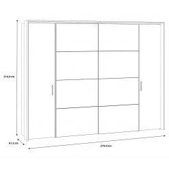 Loftscape Schwebetürenschrank Huy - Inkl. Beleuchtung - Alpenkiefer Dekor / Schwarz -Schlafzimmer Verkaufe DE 1000363103 220819 500 SKETCH DETAILS P000000001000363103 sketch